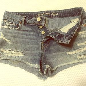 Ripped jean shorts